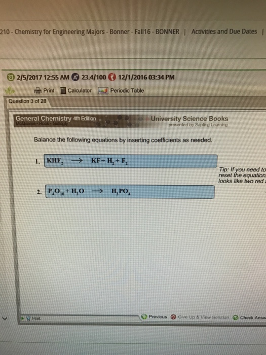 Solved Balance the following equations by inserting