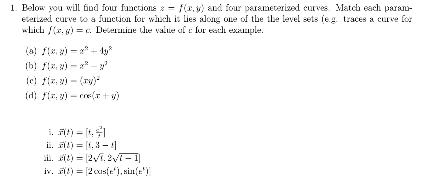 Solved Below you will find four functions z = f(x, y) and | Chegg.com