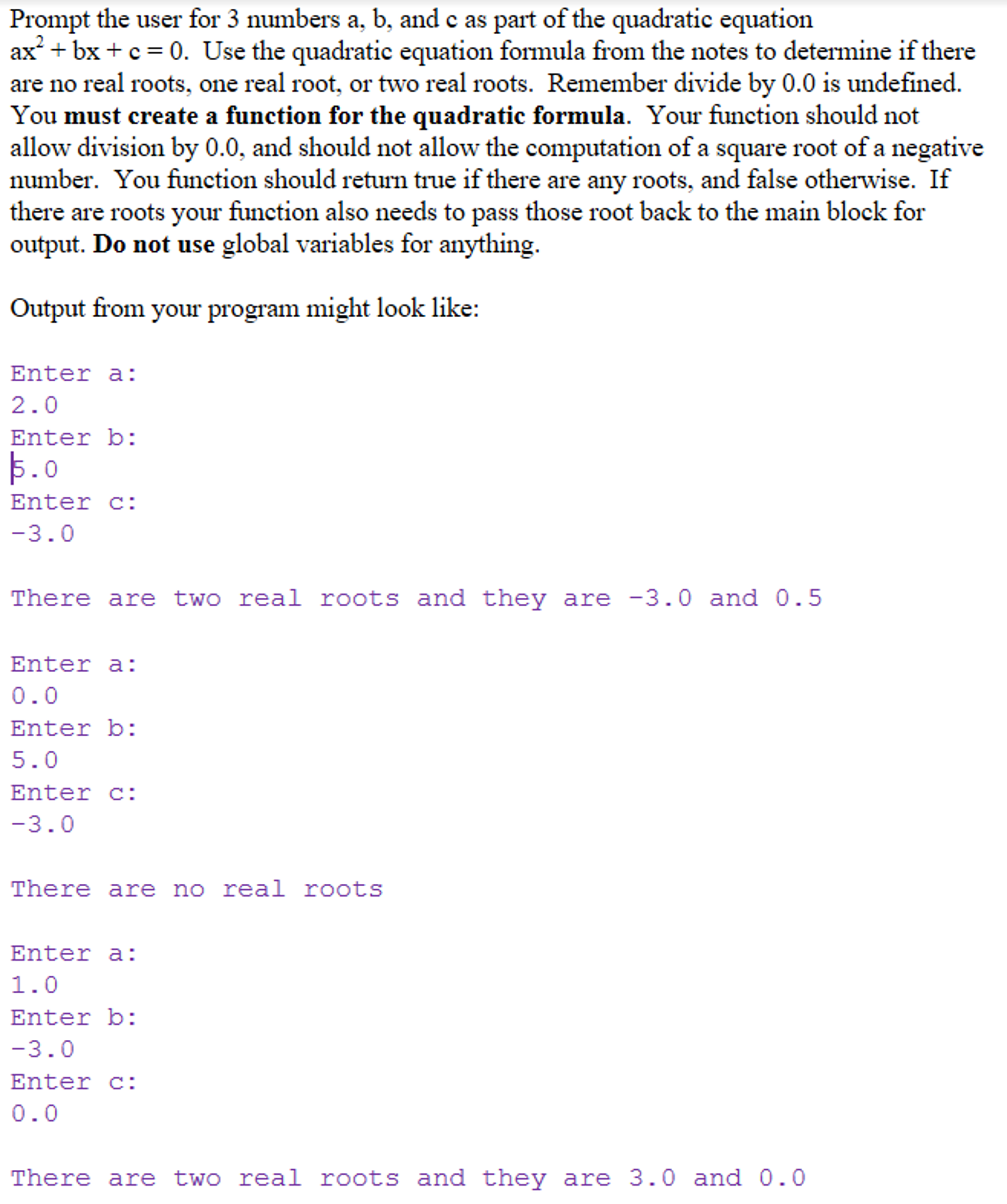 Solved ?C++ Programming. Create quadratic formula function | Chegg.com image.