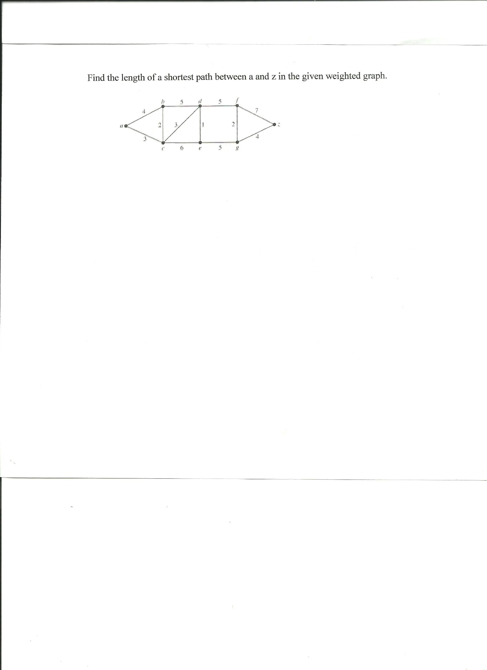 Solved Find the length of the shortest path between a and z | Chegg.com