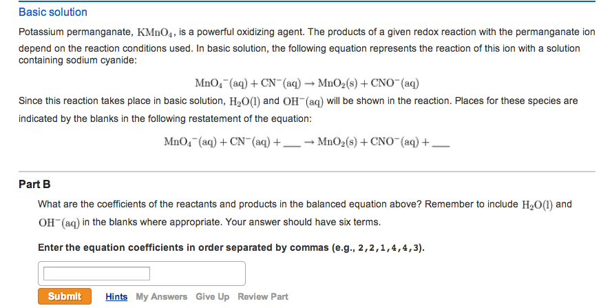 Solved Potassium Permanganate Kmno4 Is A Powerful