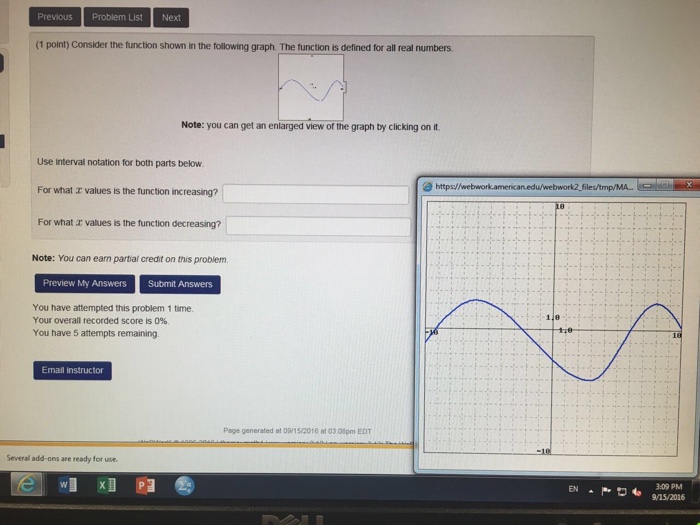 Solved Consider the function shown in the following graph. | Chegg.com