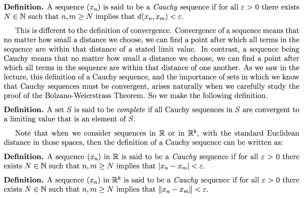 cauchy sequence definition