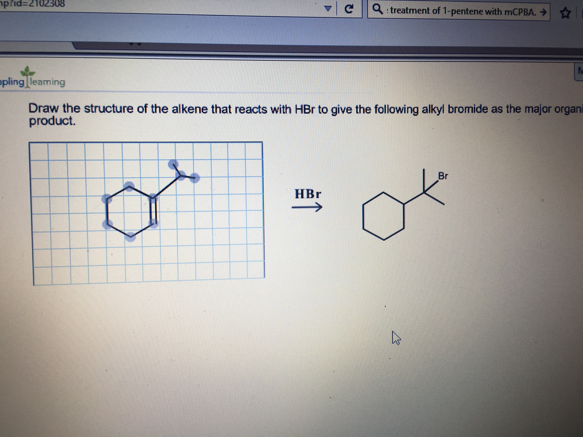 draw the major product of the following reaction sequence