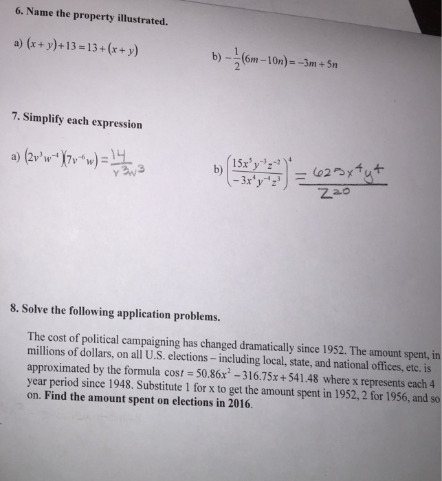 Solved Name the property illustrated (x + y) + 13 = 13 + (x