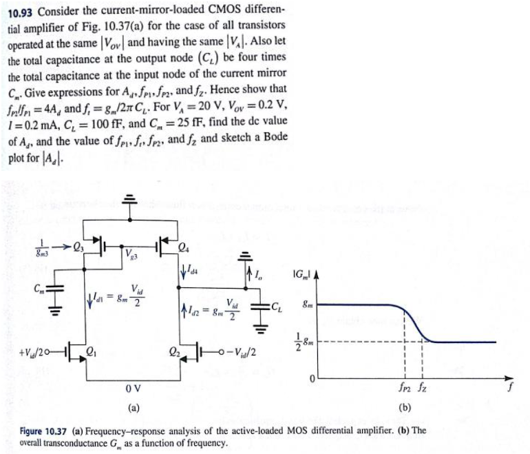 Design of a cmos differential amplifier with a current mirror load