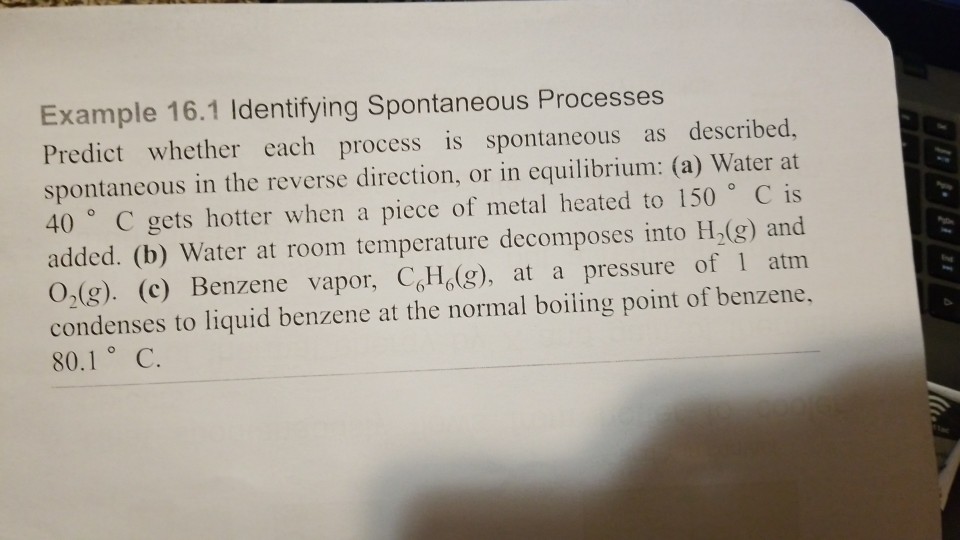 Solved Example 16.1 Identifying Spontaneous Processes | Chegg.com
