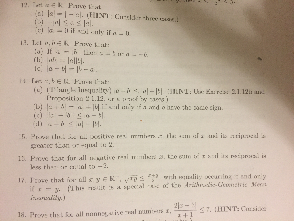 Solved Let A R. Prove That: (a) |a| = 0 If And Only If A = | Chegg.com