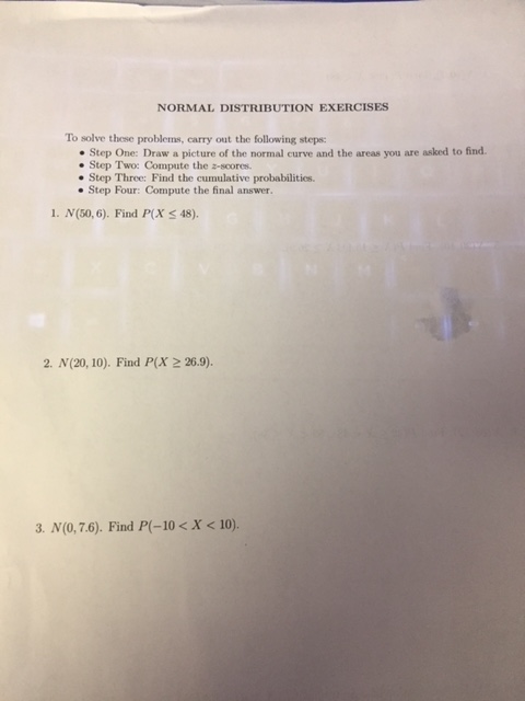 Solved NORMAL DISTRIBUTION EXERCISES To Solve These Chegg