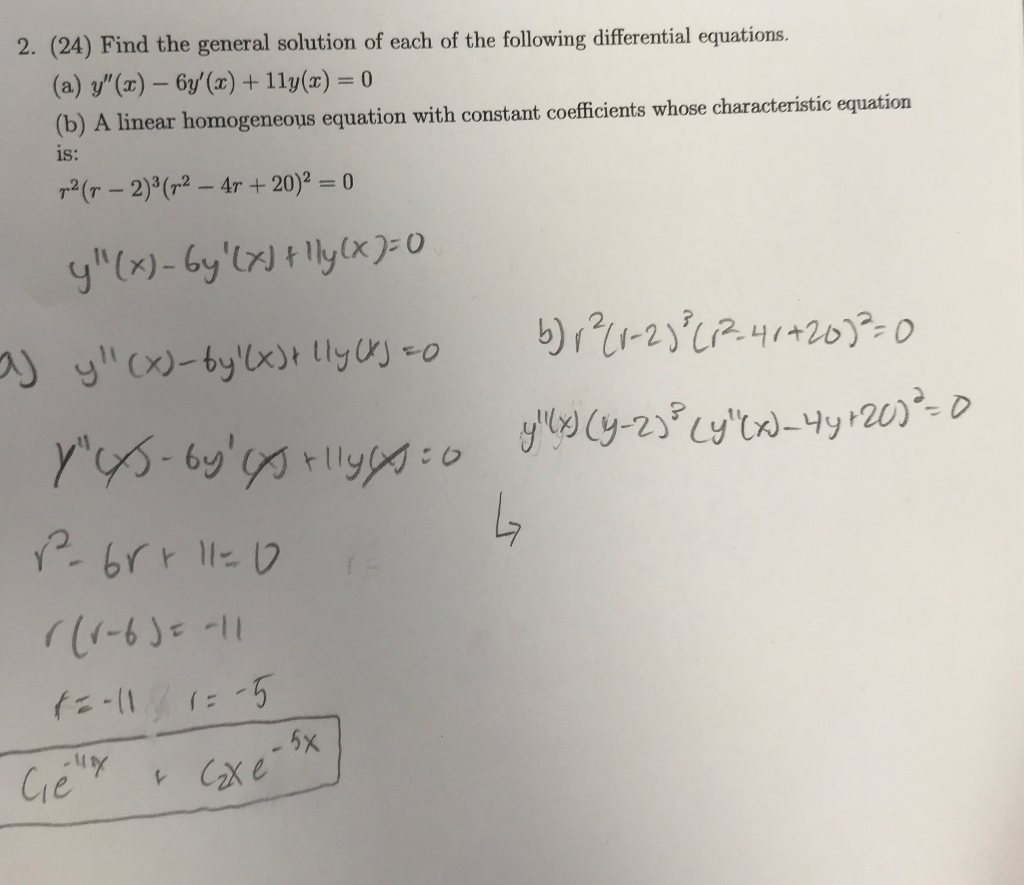 Solved 2. (24) Find the general solution of each of the | Chegg.com