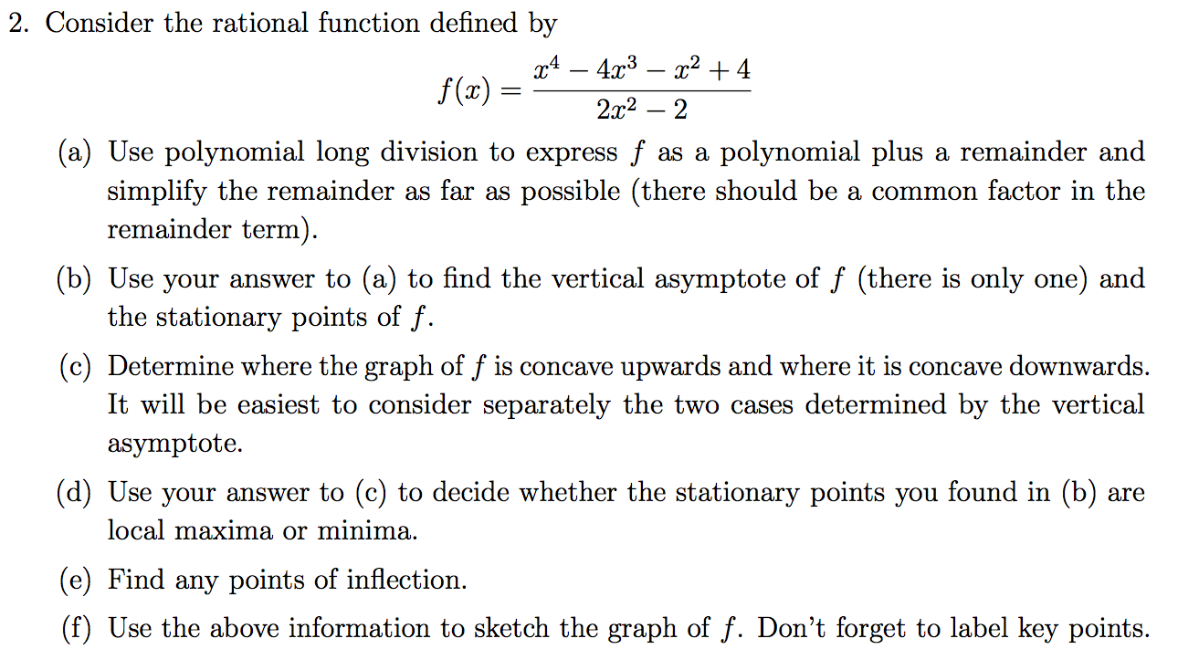 Solved Consider The Rational Function Defined By F(x) = X^4 | Chegg.com