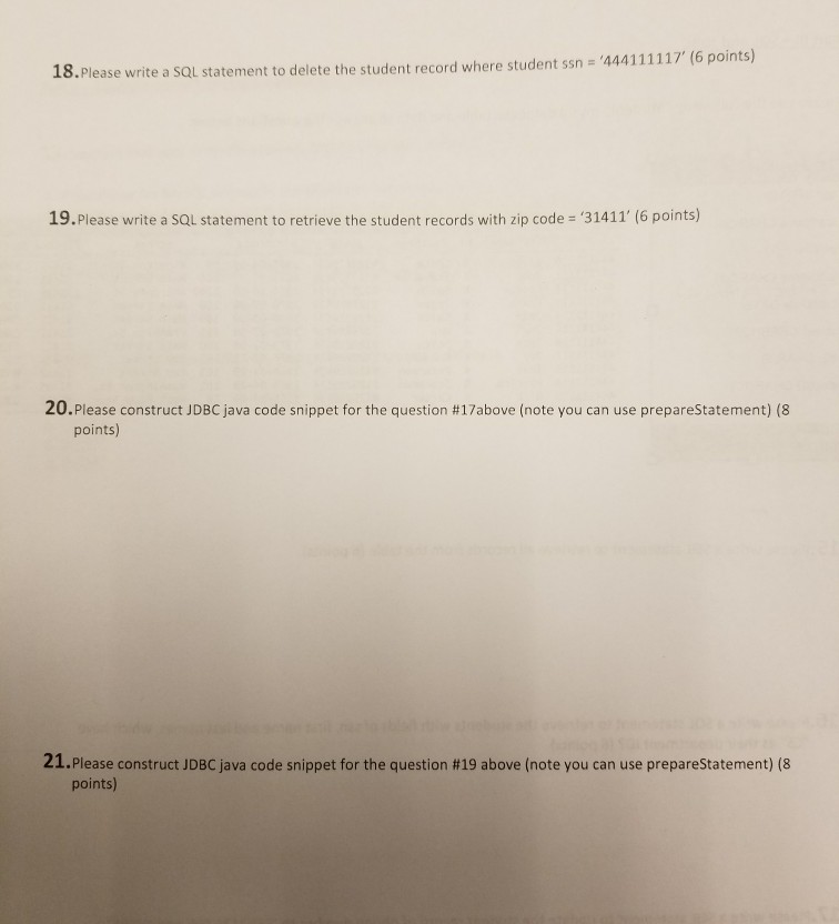 Solved Part IIl- SQL and JDBC Please use the following | Chegg.com