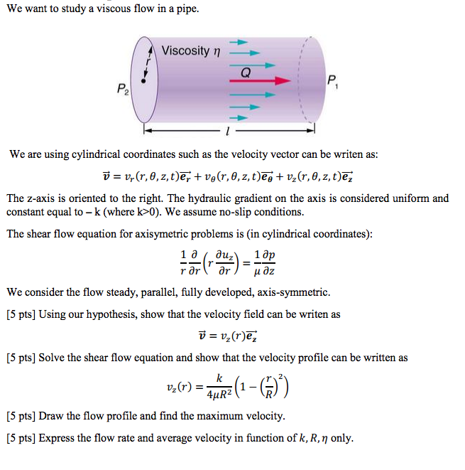 Solved We Want To Study A Viscous Flow In A Pipe. We Are | Chegg.com