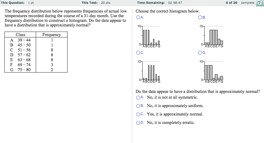 Solved This Question: 1 pt This Test: 20 pts Time Remaining: | Chegg.com
