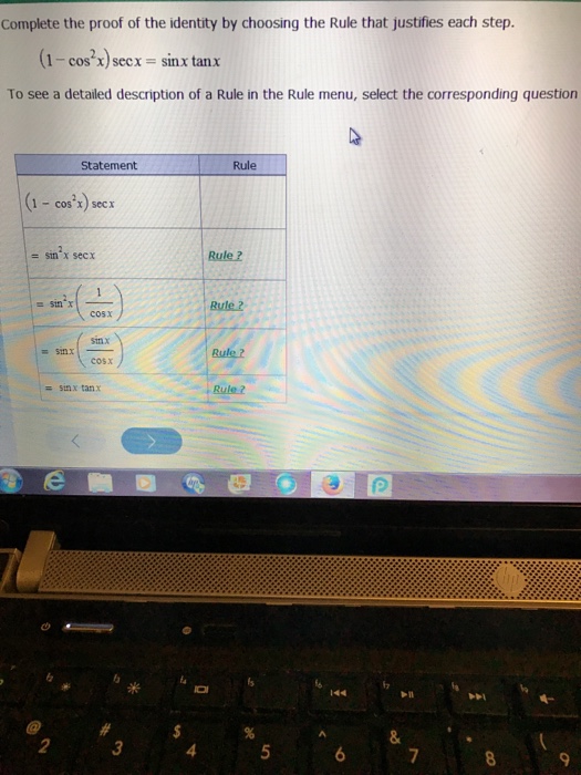 Solved Complete the proof of the identity by choosing the