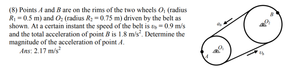 Solved (8) Points A And B Are On The Rims Of The Two Wheels | Chegg.com