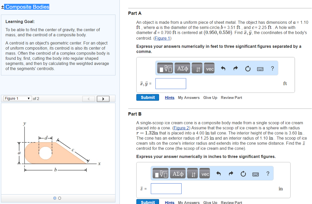 Solved To Be Able To Find The Center Of Gravity, The Center | Chegg.com