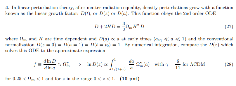 4. In Linear Perturbation Theory, After | Chegg.com