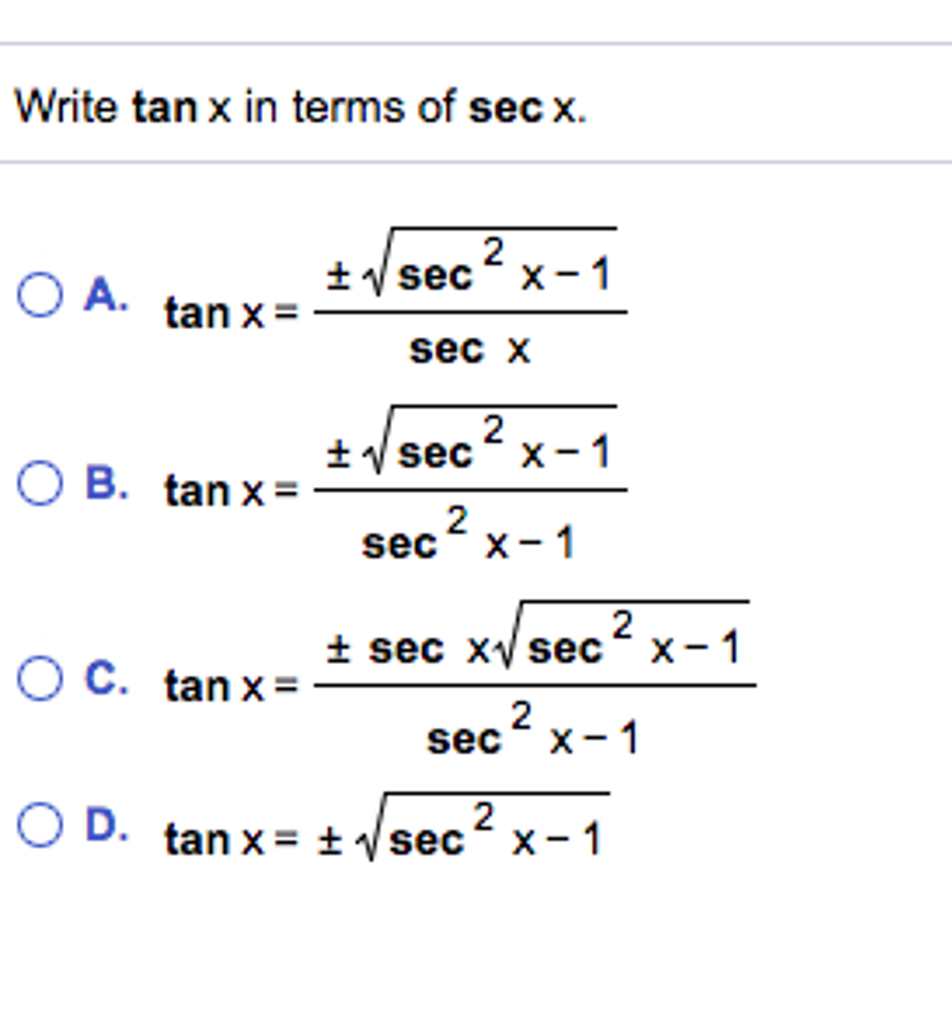 solved-write-tan-x-in-terms-of-sec-x-tan-x-plusminus-chegg