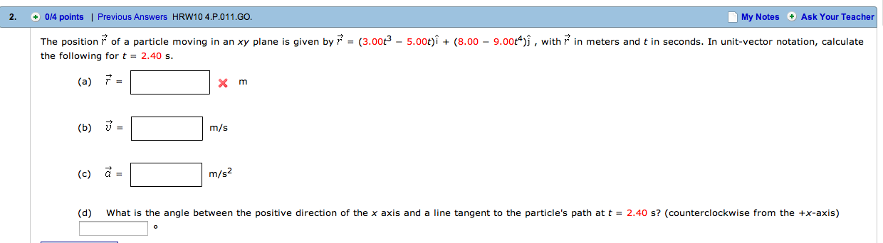 Solved The position vector r of a particle moving in an xy | Chegg.com