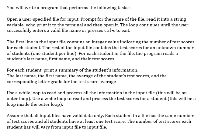 You Will Write A Program That Performs The Following Chegg