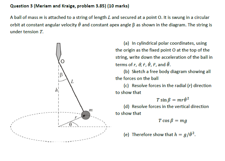 Solved A ball of mass m is attached to a string of length L | Chegg.com