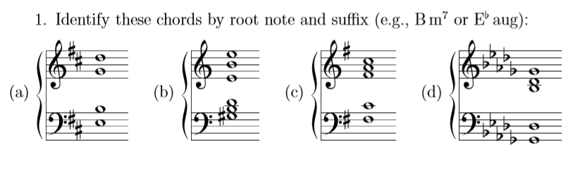 Solved 1. Identify these chords by root note and suffix | Chegg.com