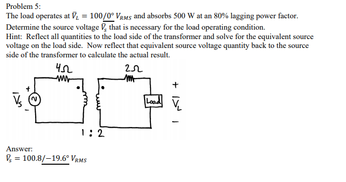 Solved The Load Operates At 100 0 Vrms And Absorbs 500 W At 