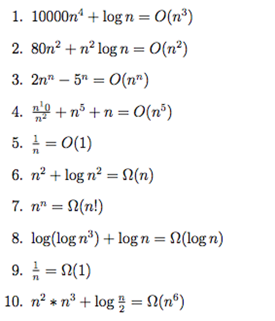 Solved Big O notation true or false questions Are these Chegg