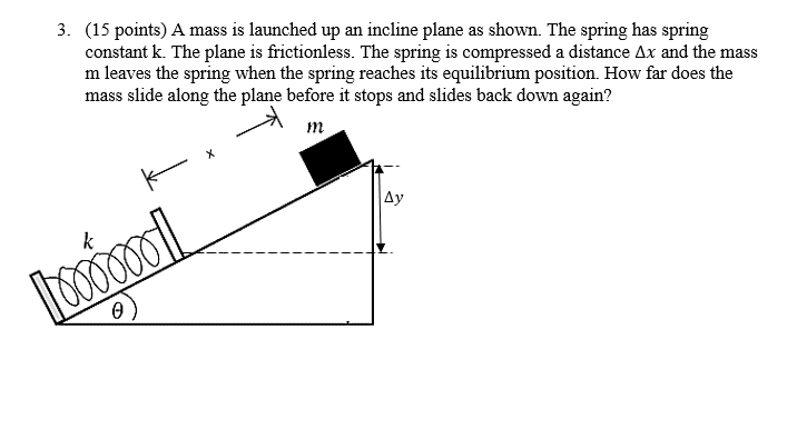 Solved A Mass Is Launched Up An Incline Plane As Shown. The | Chegg.com