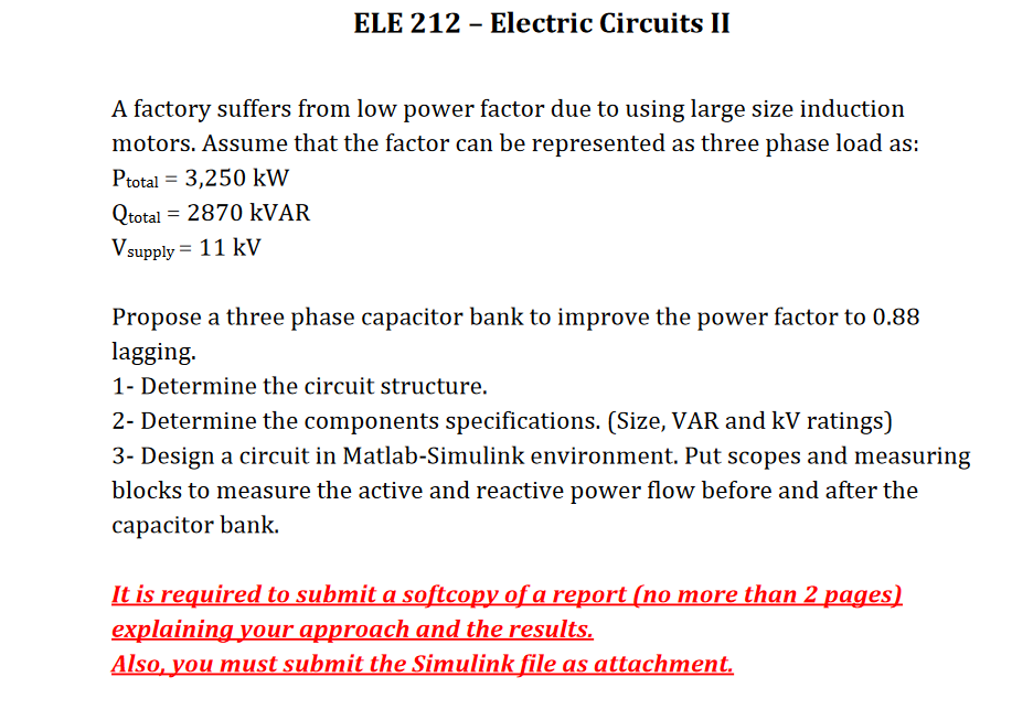 Solved A factory suffers from low power factor due to using | Chegg.com