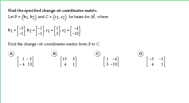 Solved Find The Specified Change-of-coordinates Matrix. Let | Chegg.com