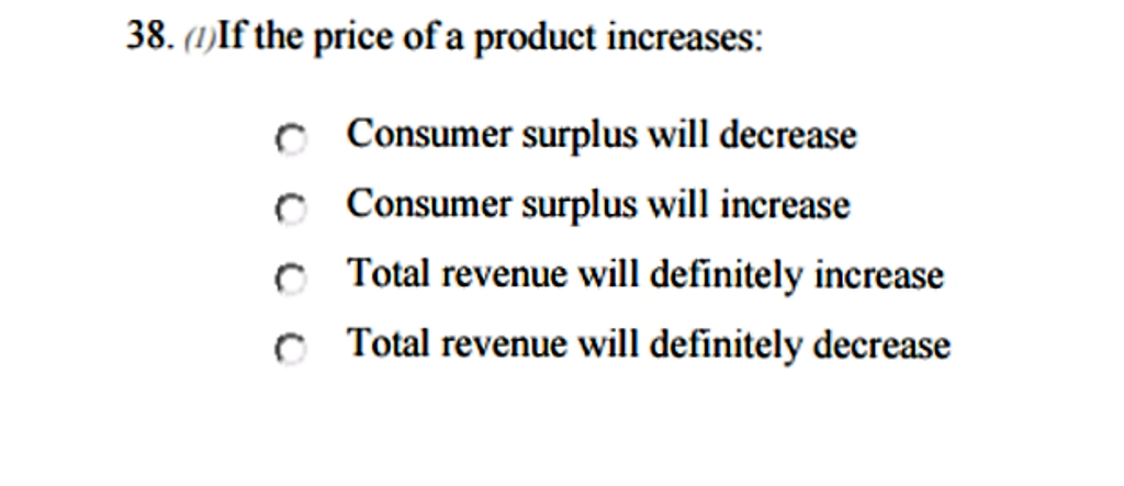 Solved If the price of a product increases: Consumer | Chegg.com