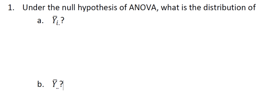 the null hypothesis for this anova problem is