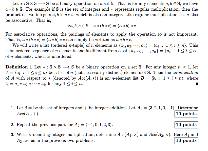 Solved Let S X S S Be A Binary Operation On A Set S. That Is | Chegg.com