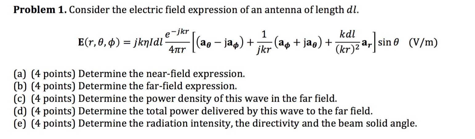 Consider the electric field expression of an antenna | Chegg.com