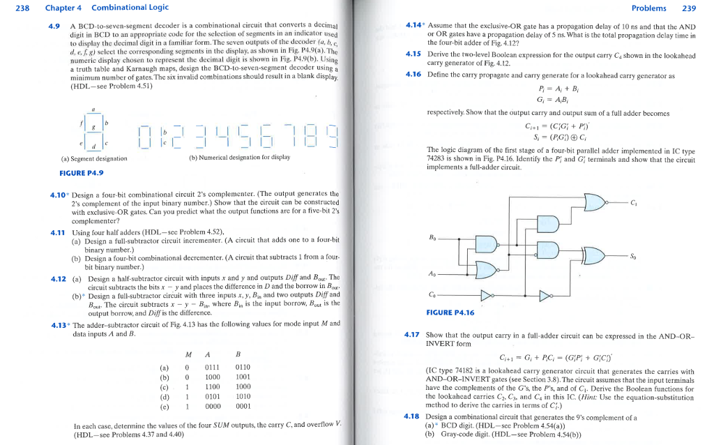 Solved 238 Chapter 4 Combinational Logic Problems 239 4.9 A | Chegg.com