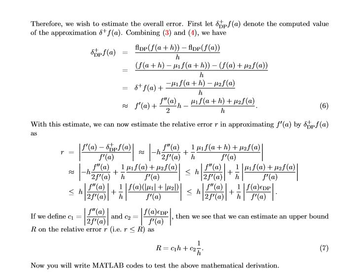 Solved 2. Errors In A Forward Finite Difference 