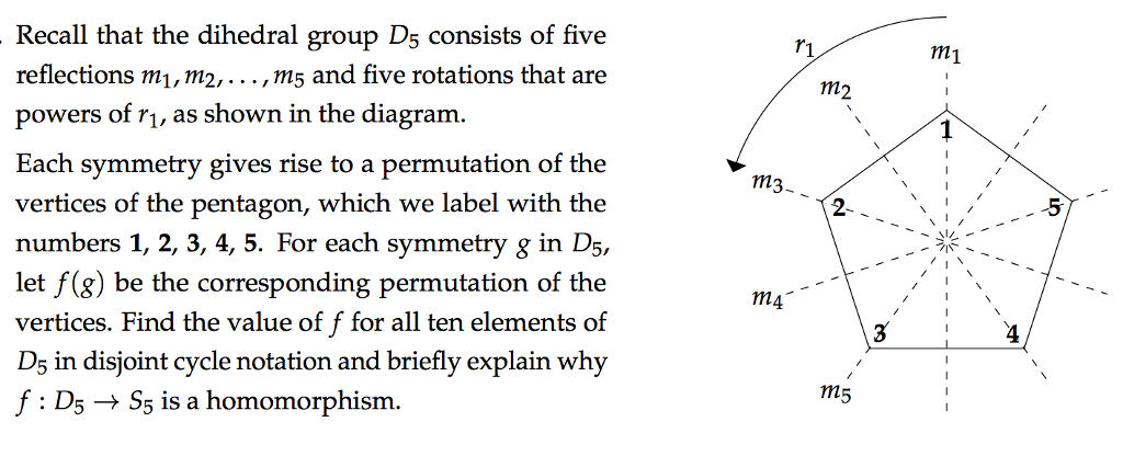 Solved Recall that the dihedral group D_5 consists of five | Chegg.com