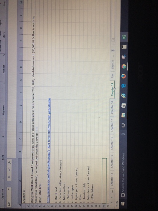 Solved Using the Wall Street Journal foreign exchange rates Chegg com