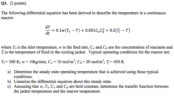 Solved The following differential equation has been derived | Chegg.com