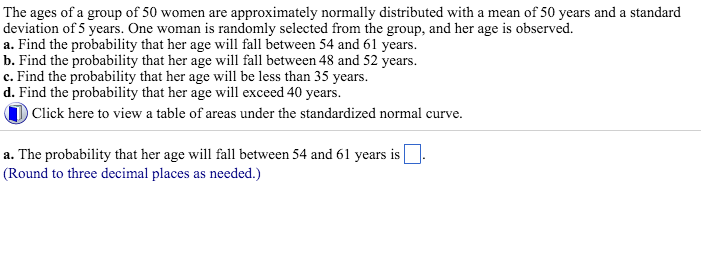 Solved The ages of a group of 50 women are approximately | Chegg.com