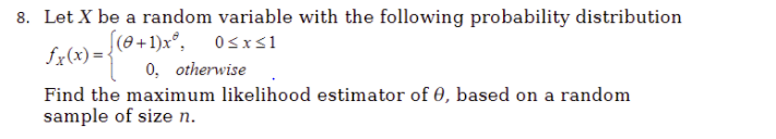 Solved 8. Let X be a random variable with the following | Chegg.com