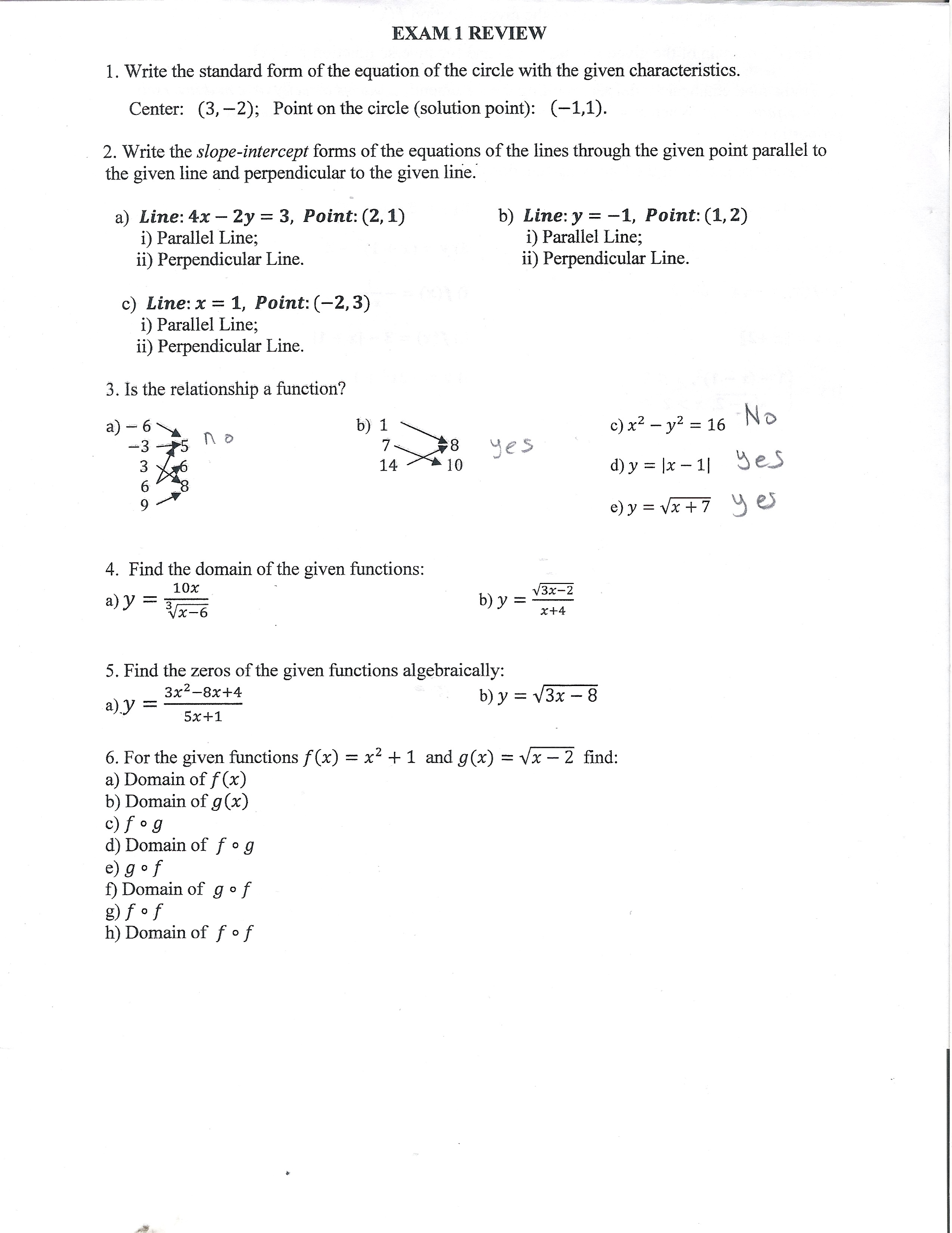 Solved This is my exam 1 review, I need the work and answers | Chegg.com