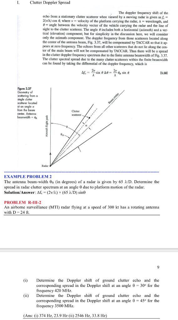 Solved The doppler frequency shift of the echo from a | Chegg.com