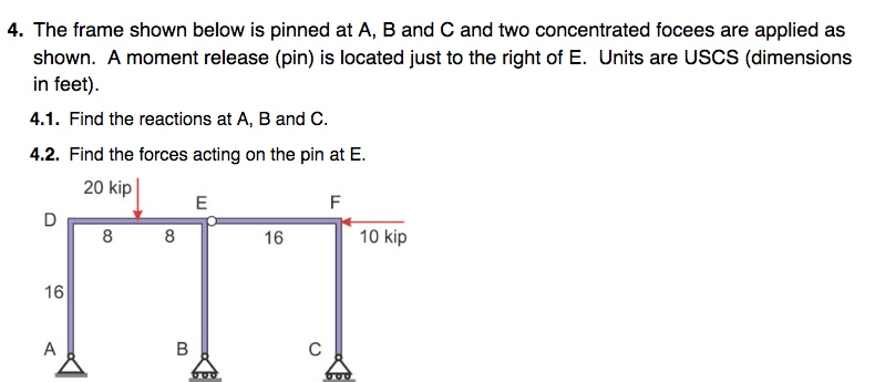 Solved 4. The Frame Shown Below Is Pinned At A, B And C And | Chegg.com