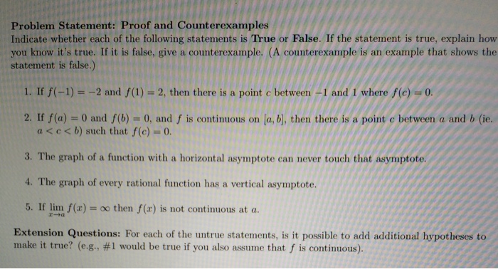 Solved problem statement proof and counterexamples indicate chegg