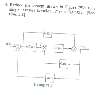 Solved Reduce the system shown in Figure P5.4 to a single | Chegg.com