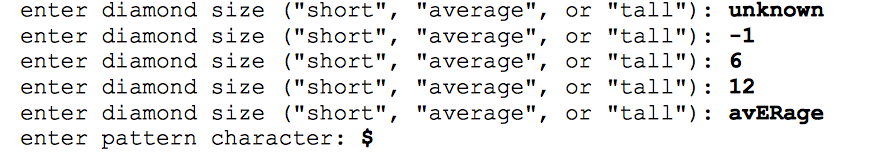Solved Write a program that displays diamonds and hollow | Chegg.com