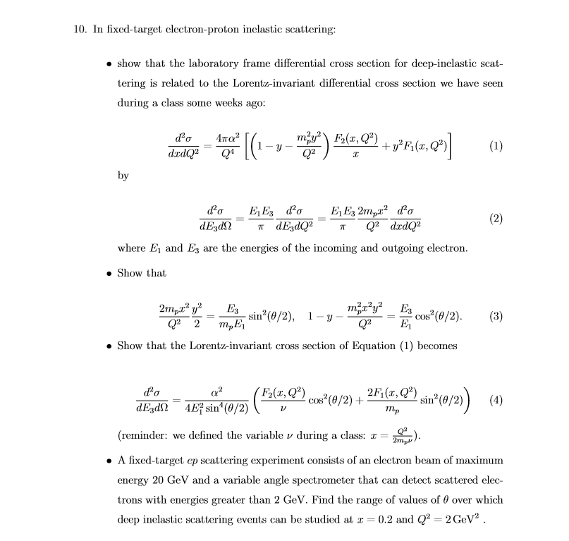 Solved In fixed-target electron-proton inelastic scattering: | Chegg.com